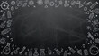 © paulmalaianu - Blackboard background with science, creativity and educational doodles with copy space.
