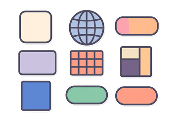 Wall Mural - colorful digital interface elements arranged in a grid pattern for web and application design