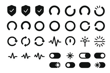 Wall Mural - set of icons for refresh, security, and toggle switch symbols.