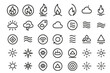 © MaxB - Minimalist elemental icon set with fire, air, cloud, and light symbols