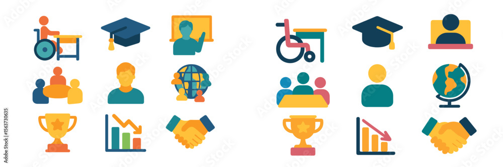 Student Differences Icon Educational icons representing diversity and collaboration in learning ...