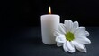 © Sondra - a serene condolence card featuring a white burning candle and flower neatly arranged with space for heartfelt text ideal for sympathy messages