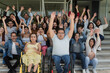 © Marcos - Diverse group of latin people applauding after successful conference in convention center in Mexico in Latin America, hispanic friends clapping in social meeting with people with disabilities together