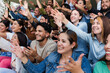 © Marcos - Diverse group of latin people applauding after successful conference in convention center in Mexico in Latin America, hispanic friends clapping in social meeting