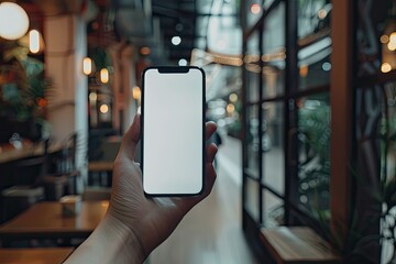 High Detail Picture of Modern Communication Person Demonstrating a Phone with a Blank Screen