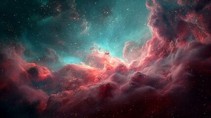 spectacular deep space nebula with swirling clouds and vibrant colors in the sky