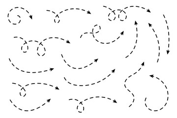 Wall Mural - Collection of curved arrows with dashed lines.