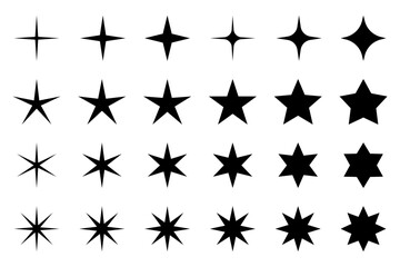 Wall Mural - Star icons. Sparkles, shining burst. Star symbols set.