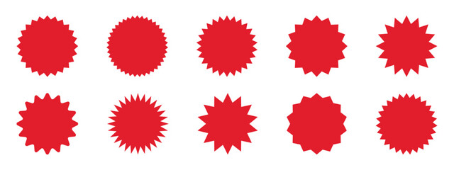 Wall Mural - set of red starburst, sunburst badges. best for sale sticker, price tag, quality mark.