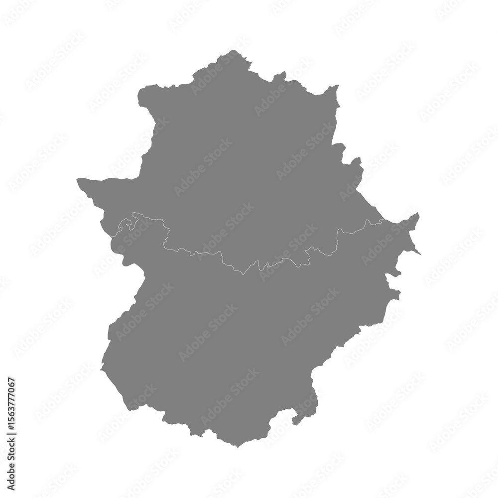 High Quality map of Extremadura is a state of Spain, with borders of ...