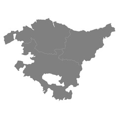  High Quality map of Basque Country is a state of Spain, with borders of the districts