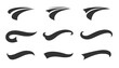 © Tetiana Kubara - Retro-style swoosh text tails for baseball design. Set of sports-themed swash underline shapes and typography elements for athletic designs, including baseball and football. Black swirl vector lines f