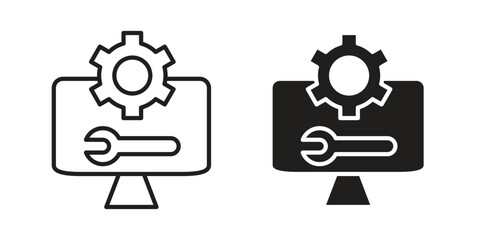 Software Engineering icon. Flat and stroke versions. Graphic elements.