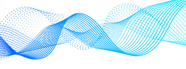 Wall Mural - abstract dynamic and flowing background with soft turquoise-green waveforms and dotted halftone elem