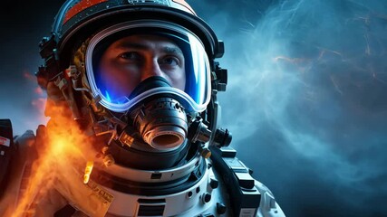 Wall Mural - Astronaut in Fiery Space Environment