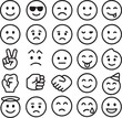 © PixelCrafter - Emotion Icon Set – Black and White Emoji Faces with Cartoon Smiley Expressions in Simple Line Art
