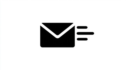 Minimalist send message icon on a clean blank background with ample caption space on the side. Simple, modern design ideal for communication, messaging apps, and user interface concepts.

