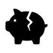 © nattaphol - Cracked piggy bank icon symbolizing financial crisis, bankruptcy or savings depletion