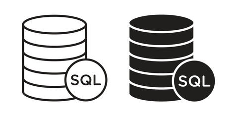 SQL icon solid style. Flat vector illustration.