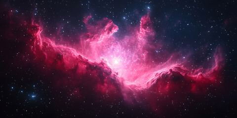 Wall Mural - Spectacular deep space nebula with vibrant pink hues glittering stars cosmic cloud beauty and galactic formation