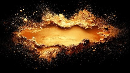 Wall Mural -  A yellow substance on a black background with a white center in the image