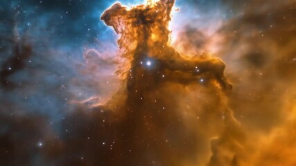 Wall Mural - Vast glowing nebula fills deep space, colorful cosmic gas and dust swirling among countless bright stars