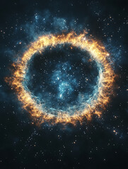 Wall Mural - Stunning ring nebula with glowing edges and starry background cosmic space illustration