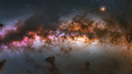 Wall Mural - Stunning wide angle view of the milky way galaxy with bright nebula and stars