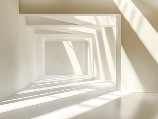 Wall Mural - minimalist architectural corridor with dramatic sunlight and shadow patterns