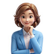 © enamulhaque200 - 3d cartoon businesswoman thinking isolated on transparent background