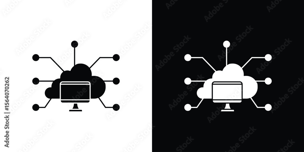 edge computing icon silhouette vector in black colors. flat symbol logo ...