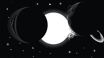 Wall Mural - Stars and exoplanet in outer space. Futuristic landscape, with lines . Night landscape with starry sky .Vector illustration 
