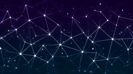 Wall Mural - abstract network of connected dots and lines on a dark blue background.