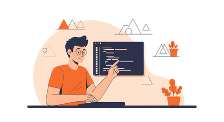 Developer Working On Software Creative Coding Solutions Or Website Building