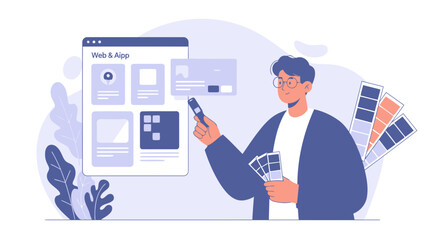 Young Designer Working On Application And Website Using Color Palette Concept