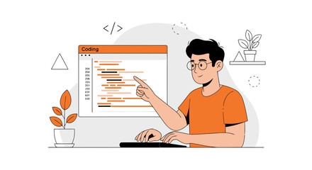 Developer Coding New Website Project Illustration Concept Programmer At Work