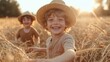 © Sardar - Rural children playing farms, running through hay, helping with animals, childhood immersed in agriculture, joyful environment rooted in farming lifestyle and freedom
