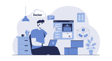 Innovative Software Engineer Working On Docker Configuration And Virtualization