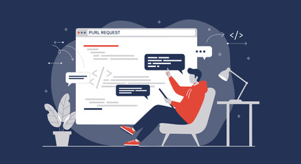 Modern Programmer Working On Code Development Or Online Communication Concept