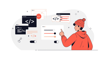 Modern Web Application Development With Programmer And Various Coding Interfaces