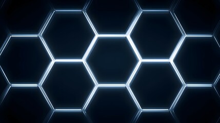 Wall Mural - hexagonal pattern with glowing edges on a dark background abstract technology design.