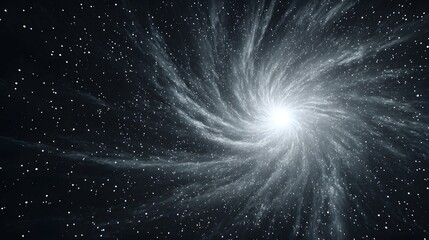 Wall Mural - Swirling white light in a dark space background with scattered stars.