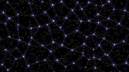 Wall Mural - abstract network of glowing dots connected by lines on a dark background.