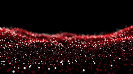Wall Mural - Abstract red surface with small white dots against a black background.