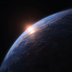 Wall Mural - Earth from space, sunrise .