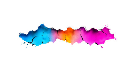  Colorful, fragmented form displays gradients from blue to pink against isolated background, showing cracked texture.