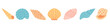 © Julia Preskurel - Flat vector set cartoon illustration of colorful sea shells in various shapes and patterns. For summer, marine, vacation, beach, card, sea, ocean design. Isolated white background.