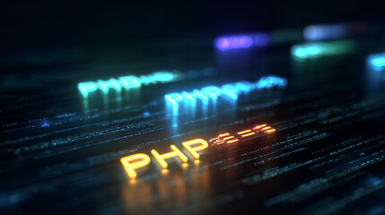 Wall Mural - programming, coding, development concept. code, html, php web programming source code. 3d rendering 