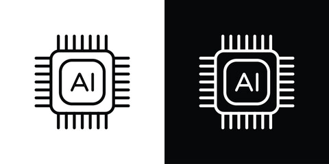 Wall Mural - ai icons in line style. editable black and white strokes