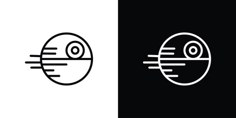 Wall Mural - death star icons in line style. editable black and white strokes